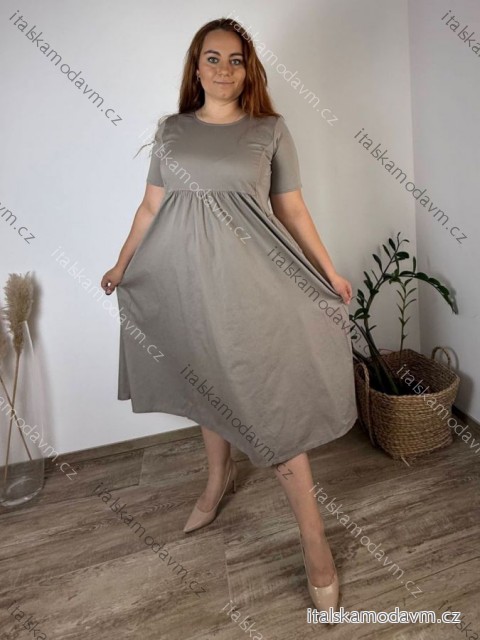Šaty krátky rukáv dámske nadrozmer JULIE (48/50/52 ONE SIZE) TALIANSKA MÓDA IMSM25JULIE/DU