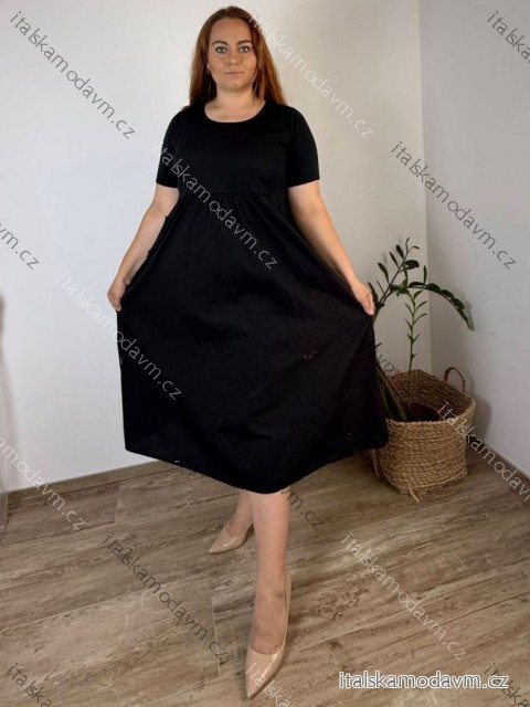 Šaty krátky rukáv dámske nadrozmer JULIE (48/50/52 ONE SIZE) TALIANSKA MÓDA IMSM25JULIE/DUR  čierna