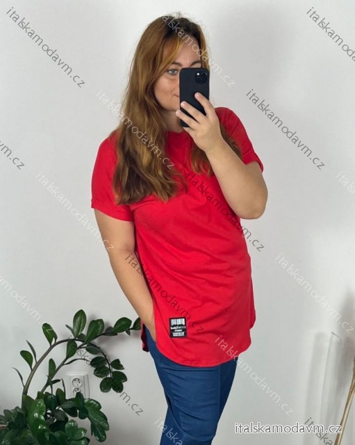 Tunika krátky rukáv dámska nadrozmer (2XL/3XL/4XL ONE SIZE) TALIANSKA MÓDA IMC23NATURA