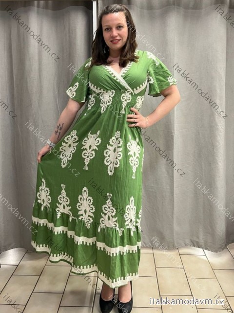 Šaty letné krátky rukáv dámske BELLA (M/L-XL/2XL) IMWGDB21153-3B/DUR XL/2XL zelená