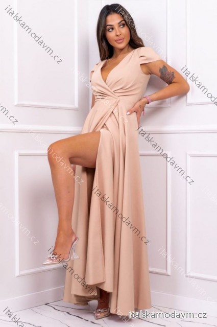 Šaty dlhé elegantné spoločenské bez rukávu dámske nadrozmer GALA (36-52) POLSKÁ MÓDA PMLBF24GALA1/DR