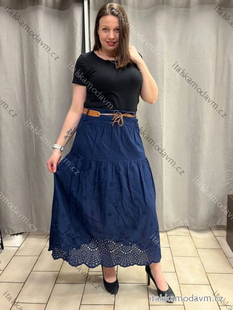 Sukňa dlhá s opaskom dámska MERIL (S/M/L ONE SIZE) TALIANSKA MÓDA IMSM25071/DU S/M/L tmavo modrá