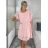 Šaty krátké šifonové krátký rukáv dámské (S/M/L ONE SIZE) ITALSKÁ MÓDA IM425149/DUR sv. růžová S/M