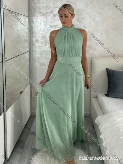 Šaty spoločenské elegantné trblietavé bez rukávov dámske KEYLA (S/M/L ONE SIZE) TALIANSKA MÓDA IMPSH2520037/DR