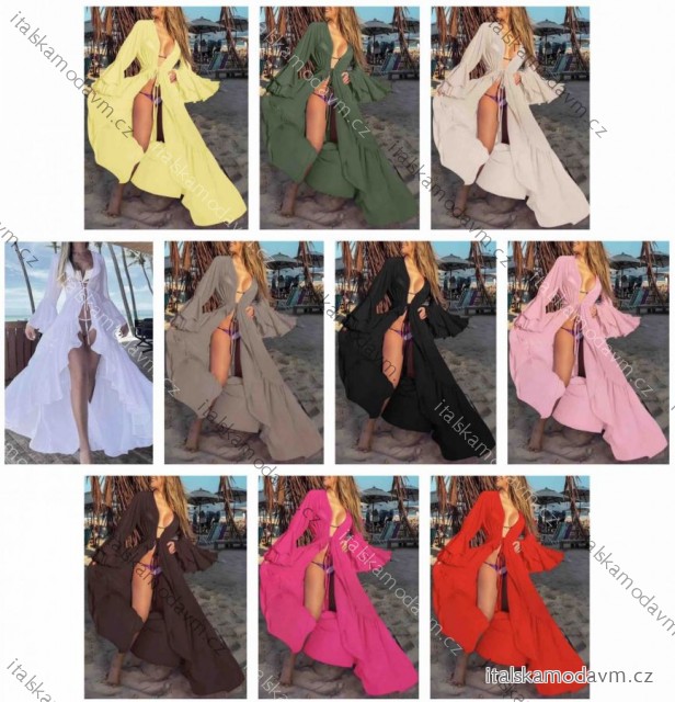 Župan letní šifon přehoz přes plavky dlouhý rukáv dámský (XS/S/M ONE SIZE) ITALSKÁ MÓDA IMWB251244