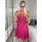 Šaty společenské krátké bez rukávu dámské (S/M ONE SIZE) ITALSKÁ MÓDA IM3236287/DU S/M vínová