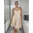 Šaty společenské krátké bez rukávu dámské (S/M ONE SIZE) ITALSKÁ MÓDA IM3236287/DU S/M vínová