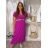 Šaty dlhé elegantné letné s opaskom krátky rukáv dámske Luka (M/L/XL ONE SIZE) TALIANSKA MÓDA IMD25084