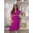 Šaty dlhé elegantné letné s opaskom krátky rukáv dámske Luka (M/L/XL ONE SIZE) TALIANSKA MÓDA IMD25084