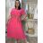 Šaty dlhé elegantné letné s opaskom krátky rukáv dámske Luka (M/L/XL ONE SIZE) TALIANSKA MÓDA IMD25084