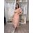 Šaty dlhé elegantné letné s opaskom krátky rukáv dámske Luka (M/L/XL ONE SIZE) TALIANSKA MÓDA IMD25084