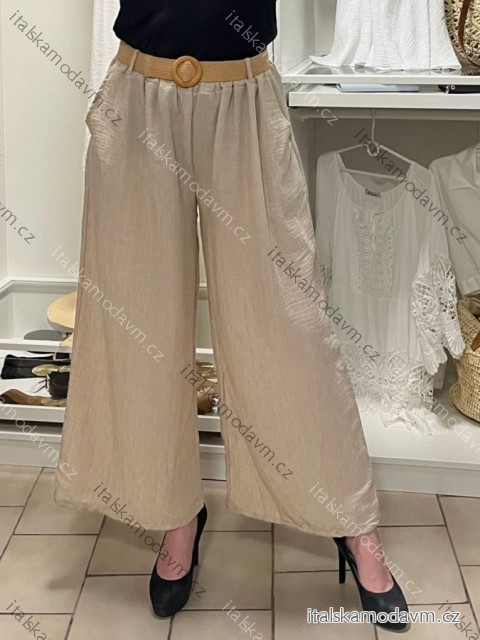 Nohavice letní s opaskom dámske nadrozmer JANE (44/46/48 ONE SIZE) TALIANSKA MÓDA IM425289/DUR 44/46/48 béžová