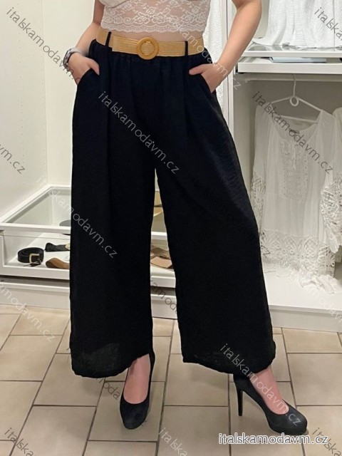 Nohavice letní s opaskom dámske nadrozmer JANE (44/46/48 ONE SIZE) TALIANSKA MÓDA IM425289/DUR 44/46/48 čierna