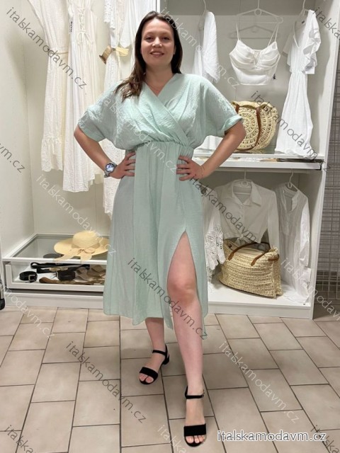 Šaty dlhé letné krátky rukáv dámske ASTRIA (S/M/L ONE SIZE) TALIANSKA MÓDA IMC25197/DUR