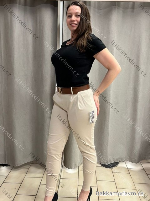 Kalhoty elegantní s páskem dámské nadrozměr (M/L/XL ONE SIZE) ITALSKÁ MÓDA IMC25069/DUR