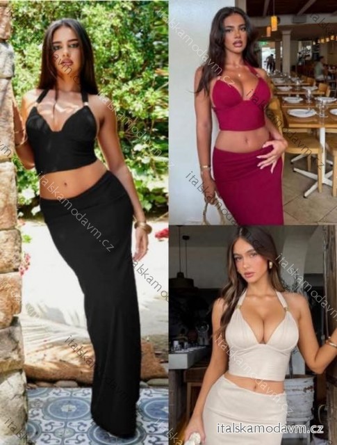 Súprava letný croptop na ramienka a sukne dlhá dámska (XS/S/M ONE SIZE) TALIANSKA MÓDA IMM25m41785