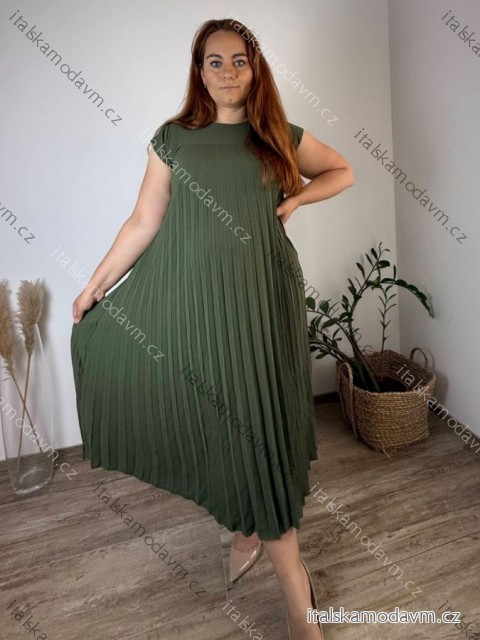 Šaty maxi dlhé letné krátky rukáv dámske nadrozmer BRIGITA (44/46/48 ONE SIZE) TALIANSKA MÓDA IMD25133