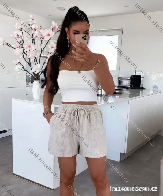 Kraťasy šortky mušelín dámske HANNAH  (S/M/L ONE SIZE) TALIANSKA MÓDA IMD25143