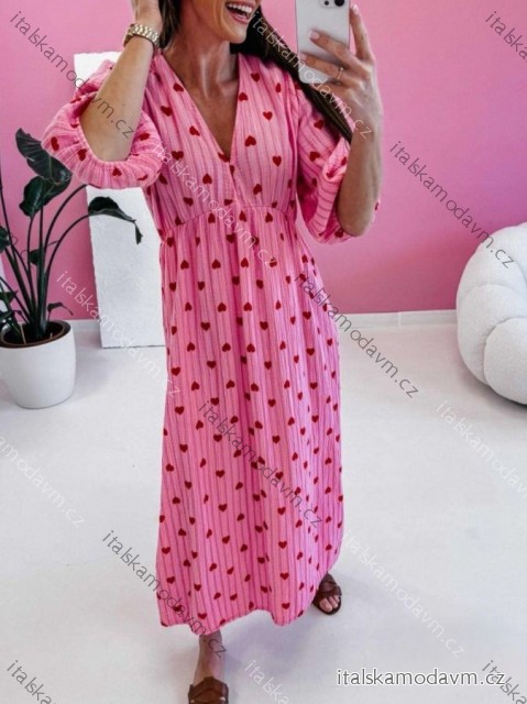 Šaty dlhé letný mušelín 3/4 dlhý rukáv dámske (XS/S/M ONE SIZE) TALIANSKA MÓDA IMWCH251338