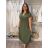 Šaty elegantní košilové s páskem krátký rukáv dámské Luka (42/44/46 ONE SIZE) ITALSKÁ MÓDA IMD25084/DUR 42/44/46 zelená khaki