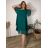 Šaty krátke elegantný krátky rukáv dámske nadroměr (50/52/54 ONE SIZE) TALIANSKA MÓDA IMPSH2570006/DU 50/52/54 tmavo smaragdová