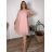Šaty krátke elegantný krátky rukáv dámske nadroměr (50/52/54 ONE SIZE) TALIANSKA MÓDA IMPSH2570006/DU 50/52/54 růžová světlá