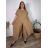 Komplet elegantní krátký rukáv dámské nadrozměr JASMINA (50/52/54 ONE SIZE) ITALSKÁ MÓDA IM425311/DU hnědá 50/52/54