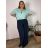 Kalhoty mušelínové letní oversize dámské nadrozměr LUCY (46/48/50 ONE SIZE) ITALSKÁ MÓDA IM425312/DUR khaki 46/48/50