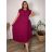 Šaty maxi dlhé letné krátky rukáv dámske nadrozmer BRIGITA (44/46/48 ONE SIZE) TALIANSKA MÓDA IMD25133/DR fuchsiová 44/46/48