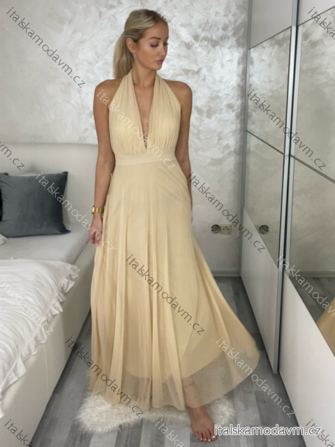 Šaty dlhé spoločenské bez rukávu dámske (S/M ONE SIZE) TALIANSKA MÓDA IMPSH2420019/DU