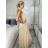 Šaty dlouhé společenské bez rukávu dámské (S/M ONE SIZE) ITALSKÁ MÓDA IMPSH2420019/DUR béžová S/M/L