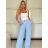 Nohavice dlhé elegantné dámske (XS/S/M ONE SIZE) TALIANSKA MÓDA IMWHP25526/DR svetlo modrá XS/S/M