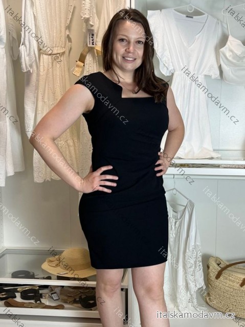 Šaty pouzdrové společenské elegantní bez rukávů dámské (S-XL) ITALSKÁ MÓDA IMM22Q51239/DU Černá XL