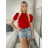Tričko krátký rukáv dámské STELA (S/M/L ONE SIZE) ITALSKÁ MÓDA IMM23HF12989/DUR žlutá S/M/L