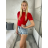 Tričko krátký rukáv dámské STELA (S/M/L ONE SIZE) ITALSKÁ MÓDA IMM23HF12989/DUR žlutá S/M/L