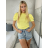 Tričko krátký rukáv dámské STELA (S/M/L ONE SIZE) ITALSKÁ MÓDA IMM23HF12989/DUR žlutá S/M/L