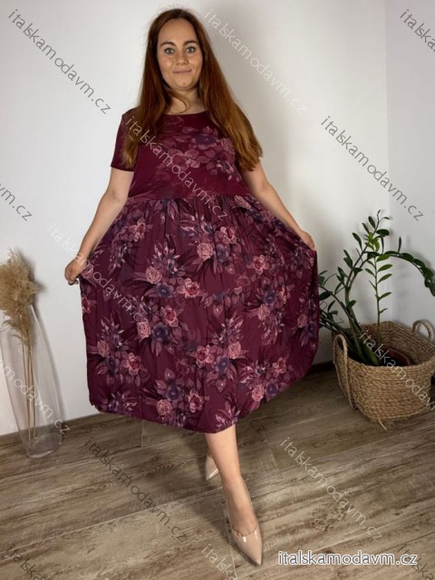 Šaty letné krátky rukáv dámske nadrozmer JULIA (52/54/56 ONE SIZE) TALIANSKA MÓDA IMSM25012