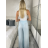 Kalhoty dlouhé letní dámské ALAIA (S/M/L ONE SIZE) ITALSKÁ MÓDA IM425299/DR S/M/L světle modrá