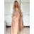 Šaty elegantní saténové dlouhý rukáv dámské (S/M.ONE SIZE) ITALSKÁ MÓDA IMM22HG3893/DU -   šedá světlá -   S/M