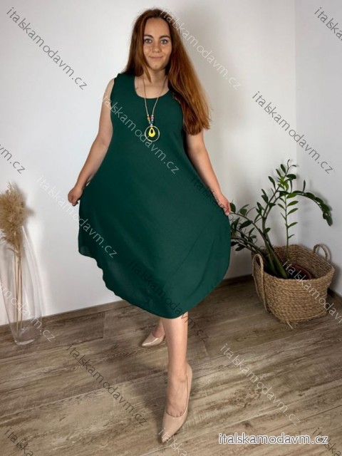 Šaty letné s príveskom bez rukávu dámske nadrozmer SIRENA(48/50/52 ONE SIZE) TALIANSKA MÓDA IMD25132/DU