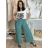 Kalhoty letní dámské (S/M/L ONE SIZE) ITALSKÁ MÓDA IM325ELBA/DU -   zelená khaki -   S/M/L