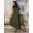 Šaty letné s príveskom bez rukávu dámske nadrozmer SIRENA(48/50/52 ONE SIZE) TALIANSKA MÓDA IMD25132/DU khaki 48/50/52