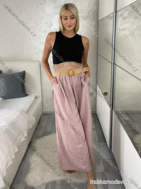 Nohavice letní s opaskom dámske nadrozmer JANE (44/46/48 ONE SIZE) TALIANSKA MÓDA IM425289/DUR