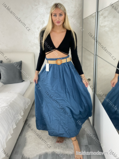 Sukně dlouhá s kapsami s páskem dámská SISI (S/M/L ONE SIZE) ITALSKÁ MÓDA IM425239