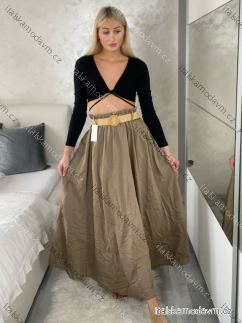 Sukně dlouhá s kapsami s páskem dámská SISI (S/M/L ONE SIZE) ITALSKÁ MÓDA IM425239/DU S/M/L hnědá