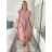 Šaty dlouhé elegantný letný krátky rukáv dámske BLANA (S/M/L ONE SIZE) TALIANSKA MÓDA IMD25115/DR starorůžová S/M/L