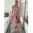 Šaty dlouhé elegantný letný krátky rukáv dámske BLANA (S/M/L ONE SIZE) TALIANSKA MÓDA IMD25115/DR starorůžová S/M/L