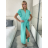 Šaty dlouhé elegantní letní krátký rukáv dámské BLANA (S/M/L ONE SIZE) ITALSKÁ MÓDA IMD25115/DR tm. mintová S/M/L