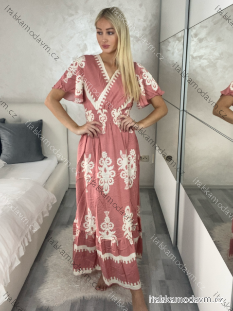 Šaty letní krátký rukáv dámské BELLA (M/L-XL/2XL) IMWGDB21153-3C/DUR XL/2XL růžová starorůžová