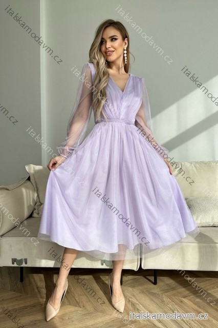 Šaty elegantní dlouhý rukáv dámské (34-46) POLSKÁ MÓDA PMLBC24269-50/DR